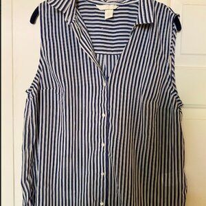 H&M Sleeveless Striped Tunic Top Size 10 Preppy, Coastal, Casual